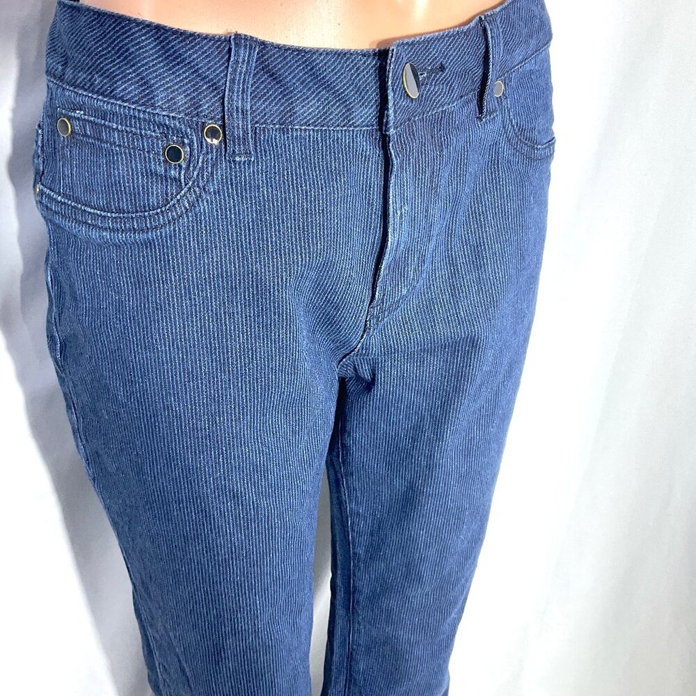 Diane Gilman DG2 Sz 4 Petite Striped Jeans Boot Cut Womens Denim